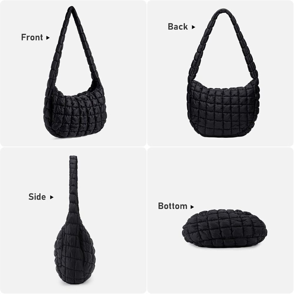 Puffer Bag Women Quilted Tote Large Water-Resistant Cotton Padded - Picture 7 of 9